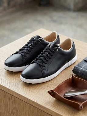 Cole Haan Black Grand Cross Court Leather Athletic Sneakers 7.5